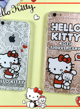卡通适用于苹果5SEiphone7plus手机壳6s凯蒂猫保护壳软透明