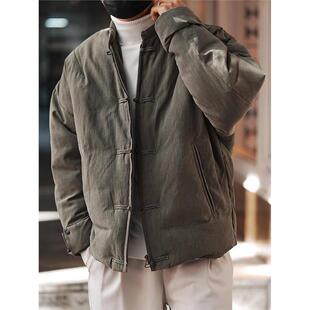 欧洲站2025秋冬新款潮牌立领盘扣棉服夹克男简约时尚宽松棉衣外套