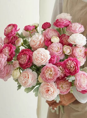 千姿露莲仿真花洋牡丹假花北欧简约家居客厅餐桌花艺摆件厂家