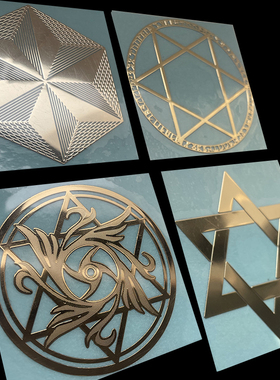 创意几何阵图六芒星手机金属贴 金属镀金铜贴车贴电脑机箱贴