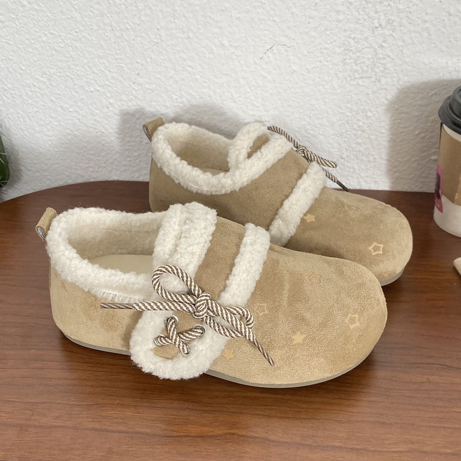 卡其色加绒勃肯豆豆鞋女2025冬新款软底舒适一脚蹬雪地靴保暖棉鞋,女鞋,勃肯鞋/软木鞋,淘宝优惠券,粉丝福利购,淘宝优惠卷