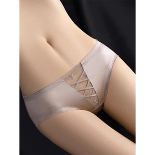 镂空低腰纯欲纯棉裆三角裤 女士情调性感短裤 高端冰丝蕾丝内裤 3条