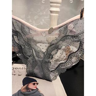 不勒透气裸感女士三角裤 蕾丝内裤 女柔软亲肤性感低腰网纱诱惑底裤