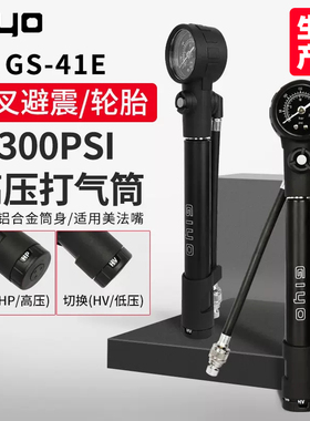 台湾GIYO山地公路车自行车前叉气叉专用便携打气筒避震器带气压表