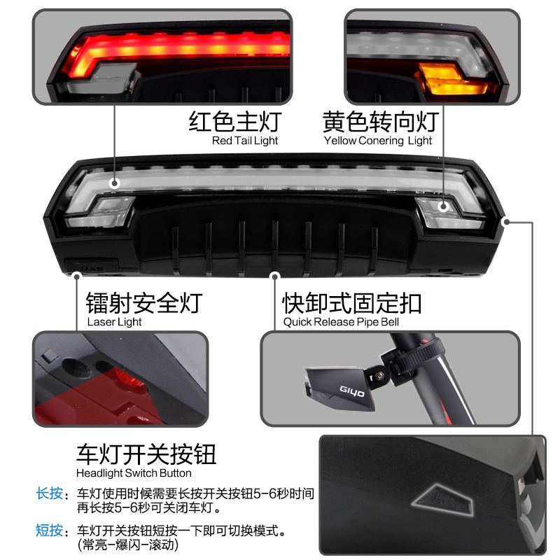 Eclairage pour vélo GIYO - Taillights - Ref 2399259 Image 5