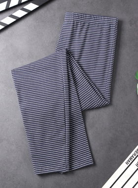 男士条纹秋裤男款宽松不勒腿薄款纯棉全棉新款冬季加长打底棉毛裤