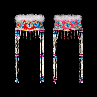 蒙古族帽子儿童成人公主帽蒙族头饰女童民族风演出舞蹈香妃帽配饰