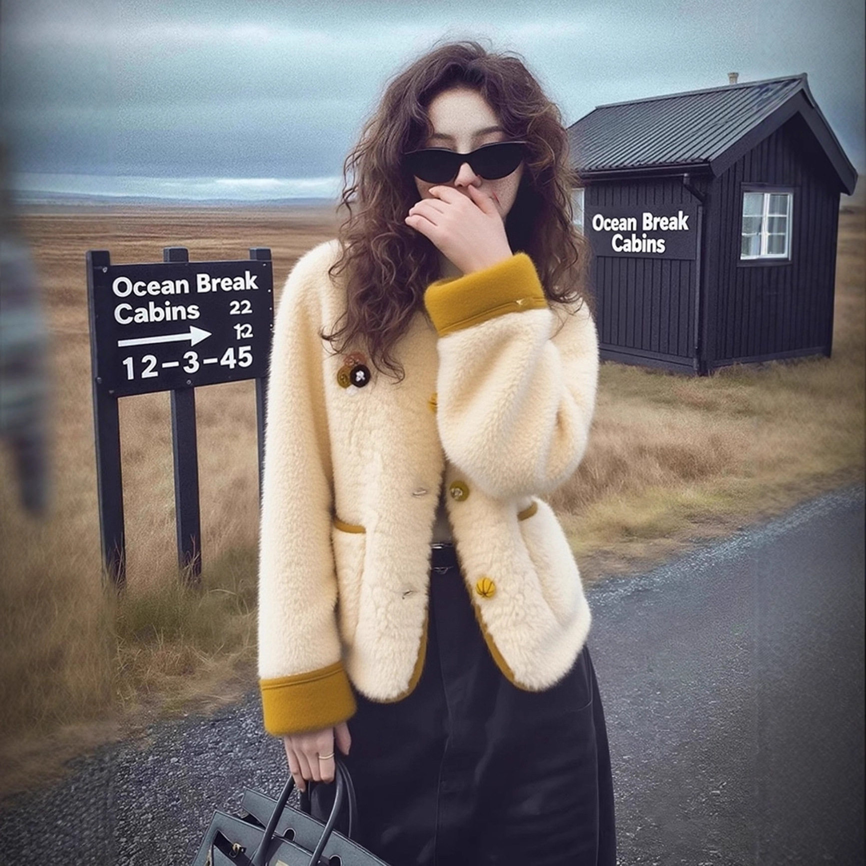 冬季巨好看小个子高端时髦洋气独特漂亮小香风米白色羔毛外套女,女装/女士精品,短外套,淘宝优惠券,粉丝福利购,淘宝优惠卷