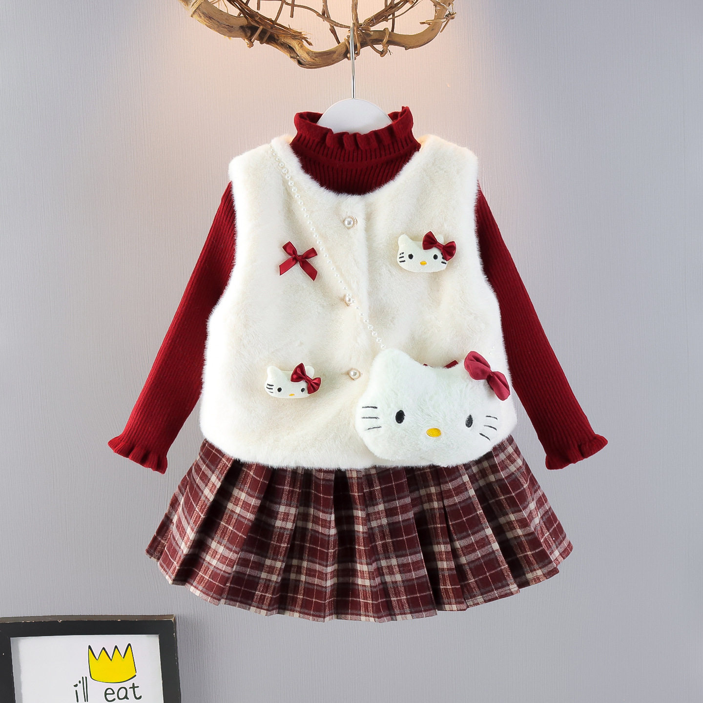 女童加绒套装秋冬季2025新款宝宝水貂绒马甲三件套儿童冬装礼服裙,童装/婴儿装/亲子装,儿童礼服,淘宝优惠券,粉丝福利购,淘宝优惠卷