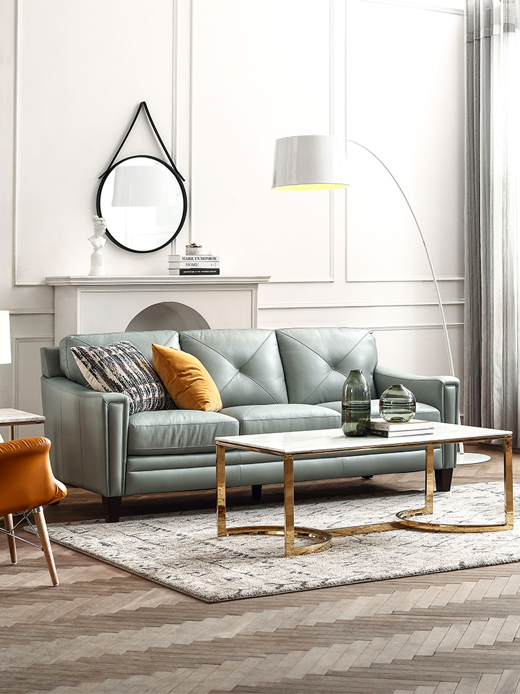 (Special Offer) Napa Light Luxury Simple Modern Small Apartment Leather Sofa Living Room First Layer Cowhide Three People