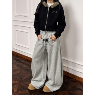 vintage设计感街头百搭休闲裤 TALK 女新款 复古运动卫裤 LATER美式