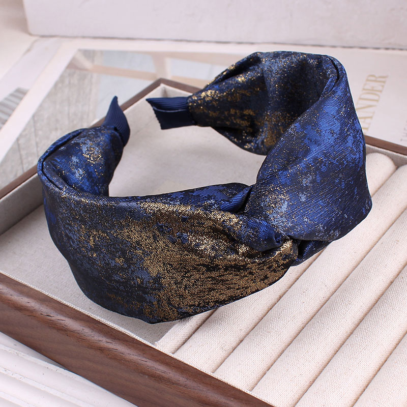 细闪金蓝色头箍宽边压发发卡