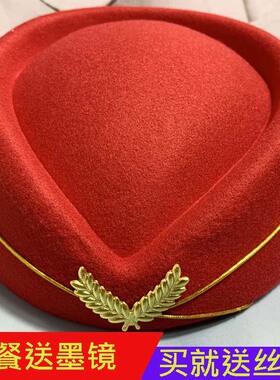 空姐帽子乘务员帽百搭毛呢优雅舞台演出帽英伦礼仪表演乐队帽名媛