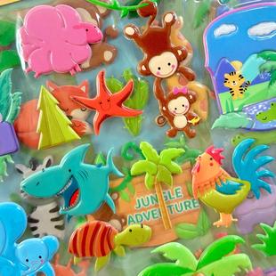 动物贴纸儿童启蒙课堂动物世界贴纸卡通立体贴画幼儿园奖励粘贴纸