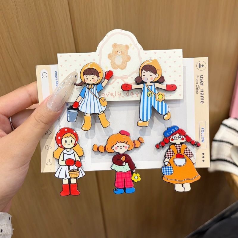 可爱田园风小女孩发夹卡通日系少女心爆棚碎发鸭嘴夹趣味百搭发饰