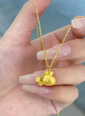 古法福袋吊坠项链女轻奢小众设计感锁骨链2026新款爆款颈链配饰品