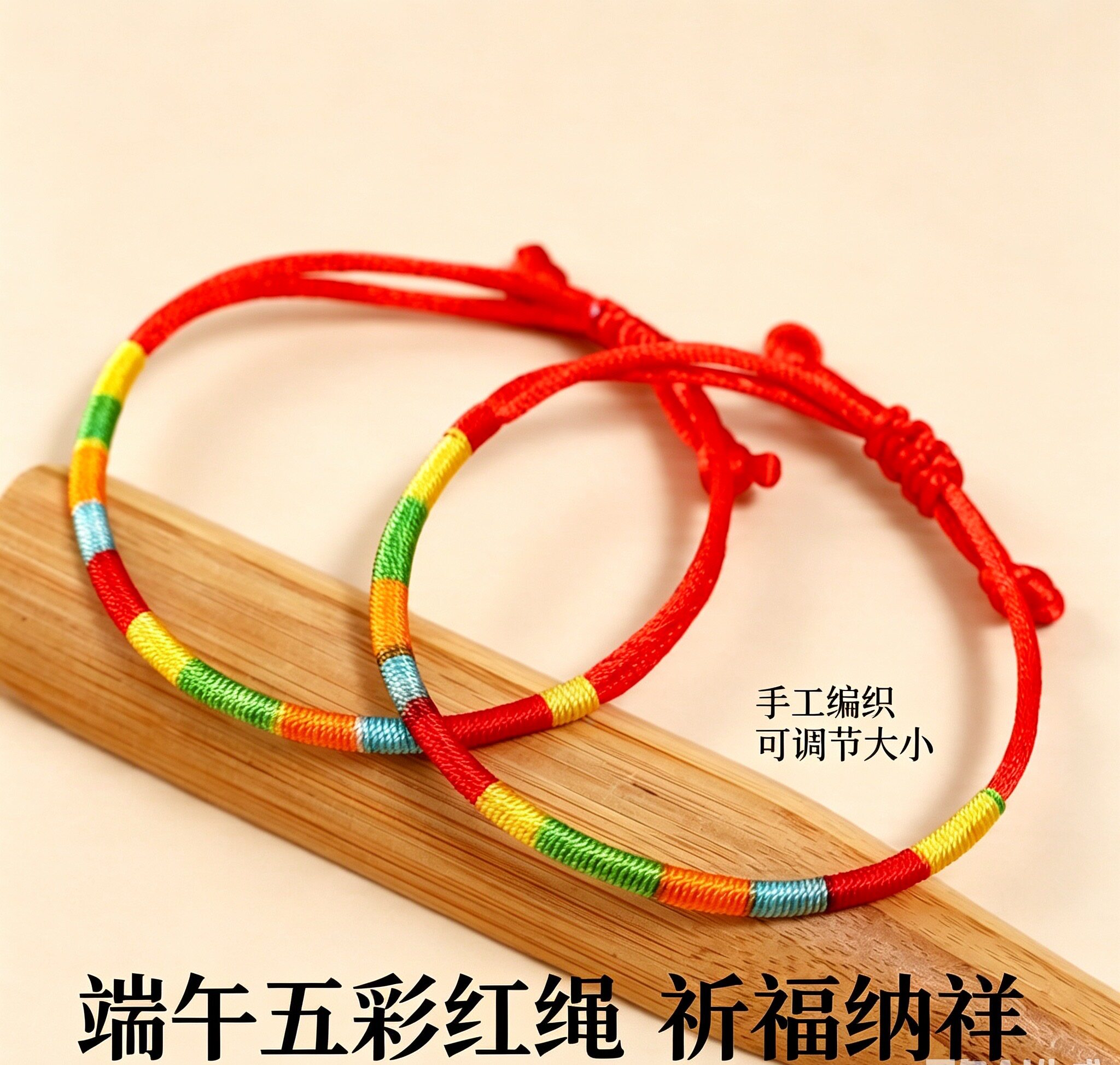 端午五彩绳手工编织平安手绳
