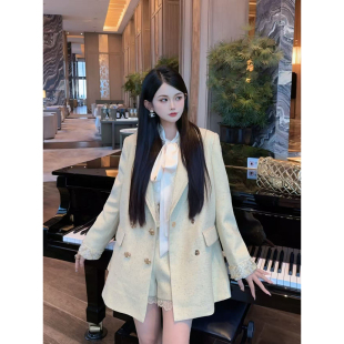 外套女短裤 郭郭原创小香风蕾丝西装 气质两件套装 烟火星辰