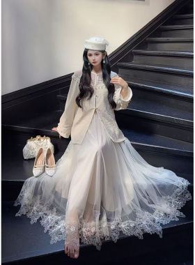 【月笼纱】郭郭原创新款复古重工丝绒蕾丝气质感外套