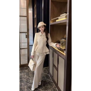 收腰蕾丝拼接上衣长裤 郭郭原创新款 套装 高智腔调