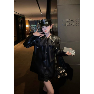 复古设计感皮衣外套套装 郭郭原创新款 伦敦剪影