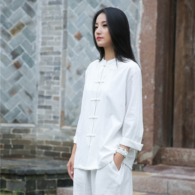 棉麻盘扣国风衬衫晨练太极服