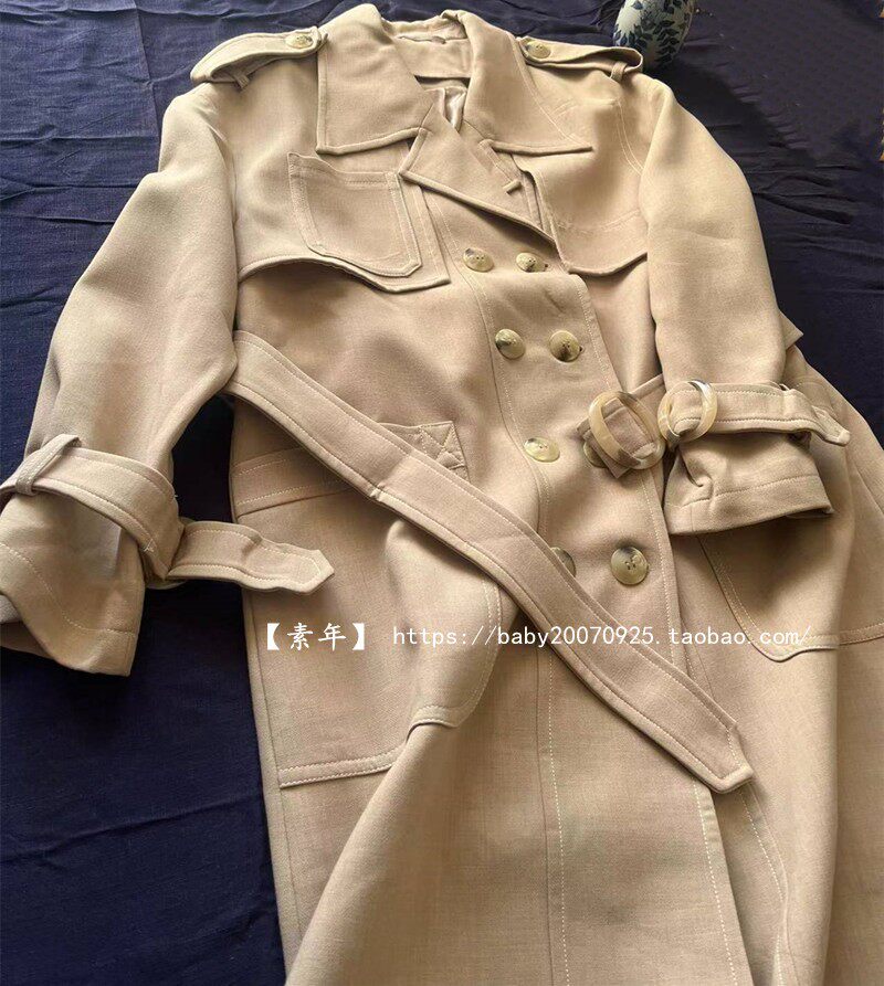 孤品捡漏品牌尾单个性中长款卡其色工装风风衣商场撤柜女装