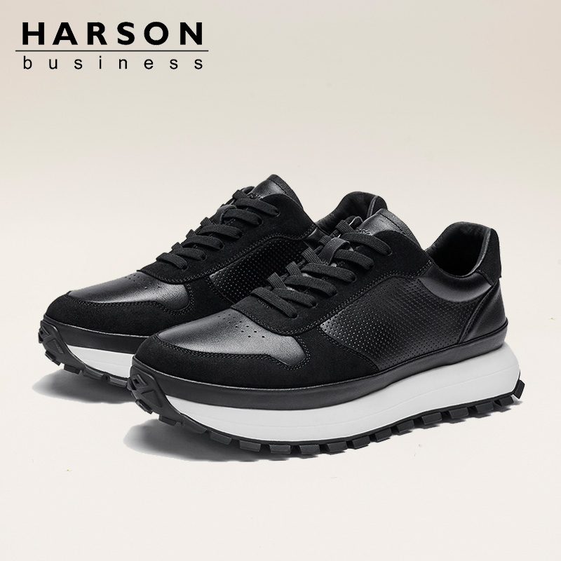 哈森男鞋厚底运动休闲鞋