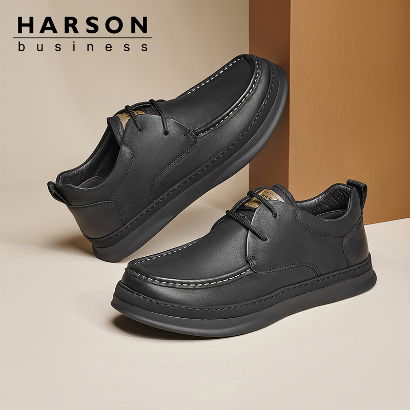 哈森真皮休闲皮鞋商务休闲鞋