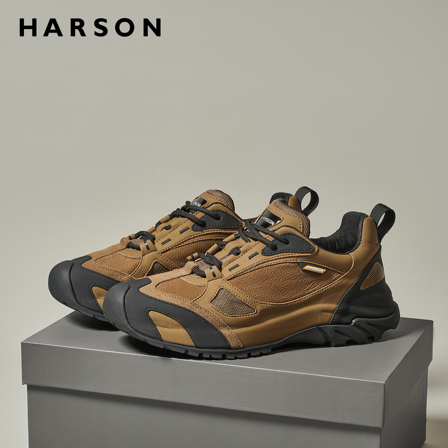 哈森秋季男鞋新款真皮运动皮鞋