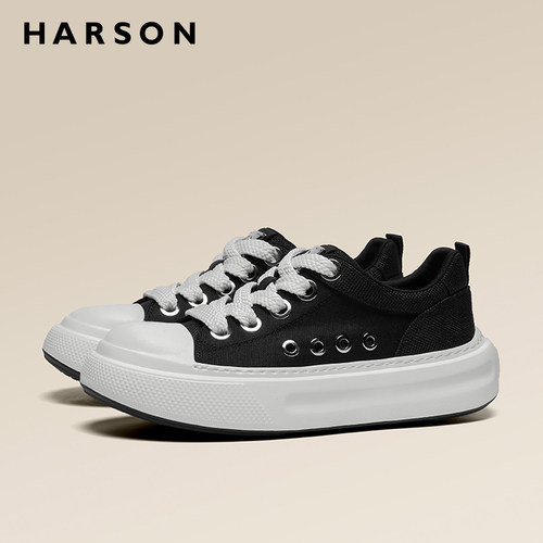 Harson哈森男鞋新款透气帆布鞋