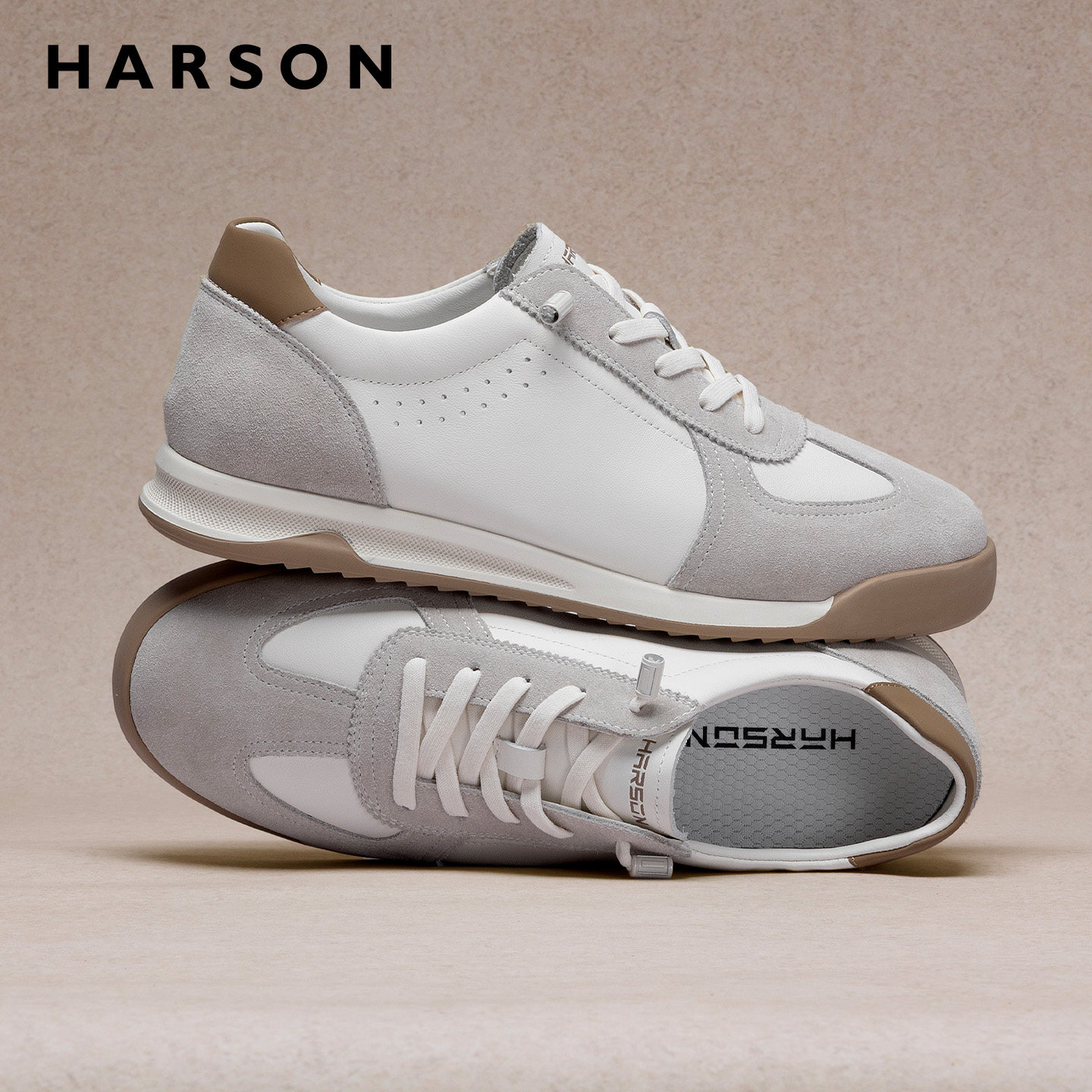 哈森男鞋【头层牛皮】老钱风德训鞋新款小白鞋休闲板鞋时尚休闲鞋,流行男鞋,德训鞋,淘宝优惠券,粉丝福利购,淘宝优惠卷