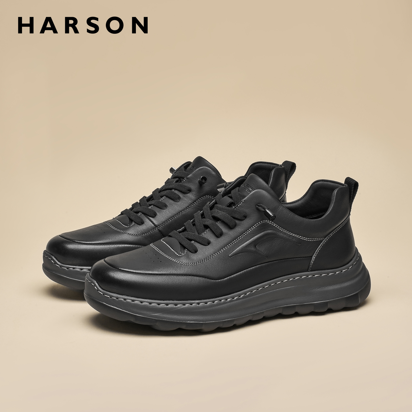 哈森男鞋秋季新款黑武士