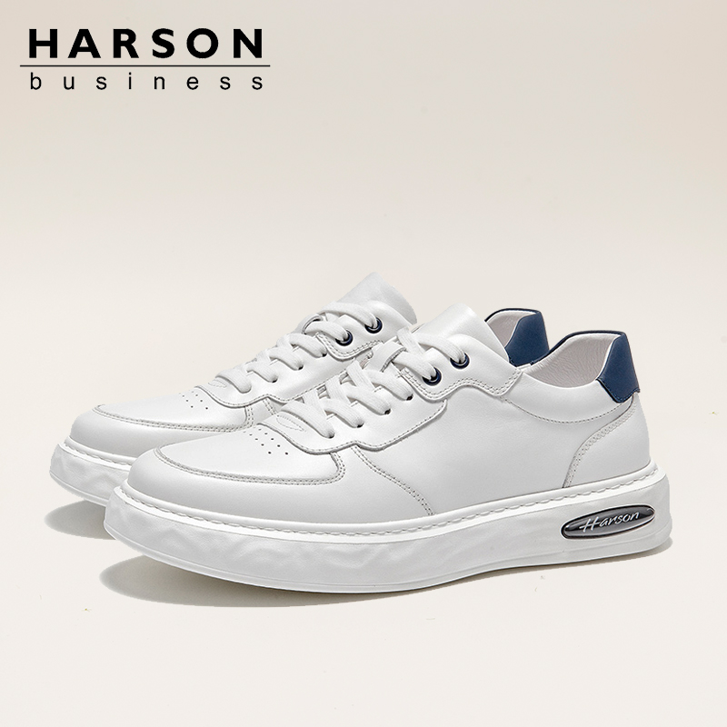 哈森男鞋春秋男鞋真皮透气休闲鞋