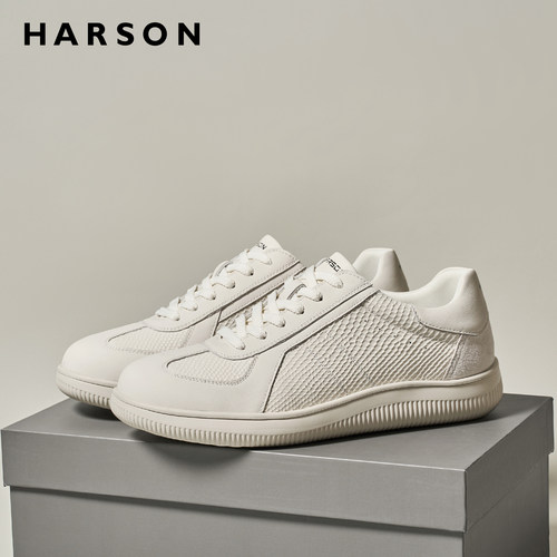 哈森男鞋秋春复古厚底德训鞋