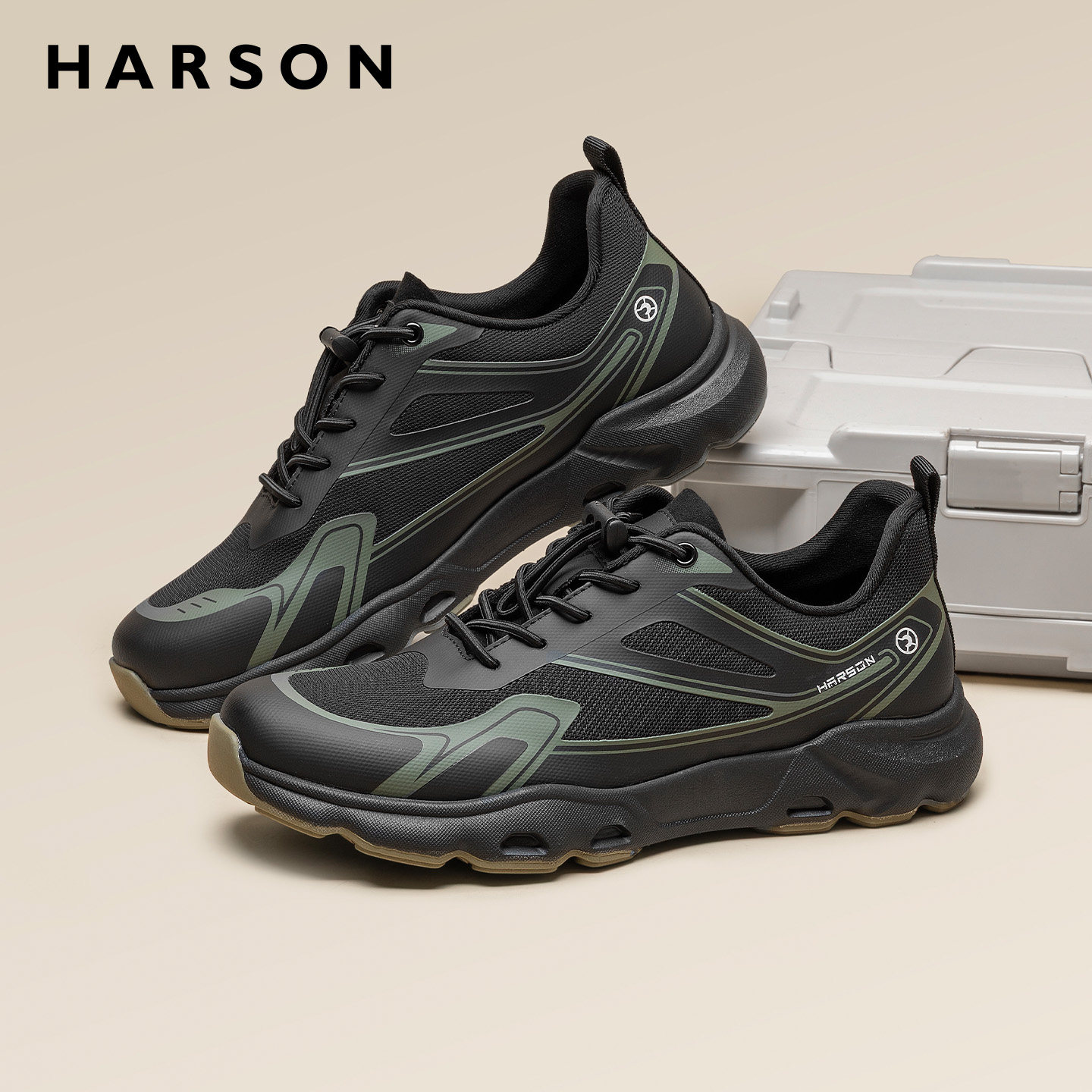 哈森春季男鞋新款透气网面运动鞋男软底通勤跑步鞋户外男士休闲鞋