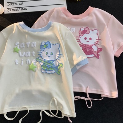 短袖甜酷风薄款卡通棉女生