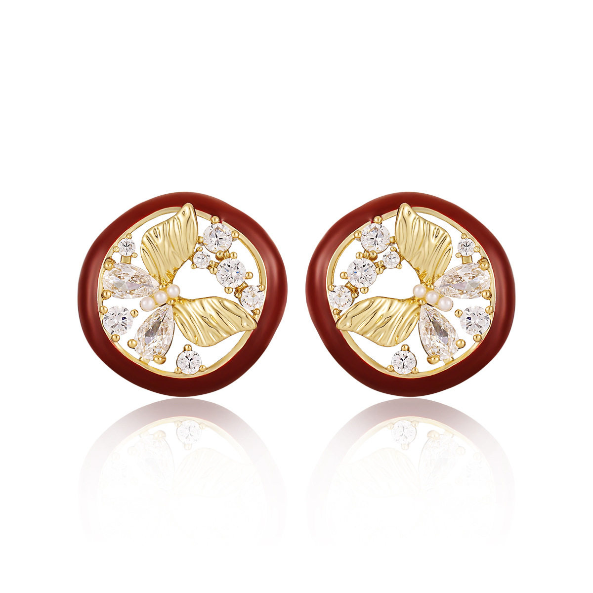 复古法式高级感红色滴油珍珠蝴蝶耳饰轻奢气质小众设计时尚耳钉女,珠宝/钻石/翡翠,耳饰,淘宝优惠券,粉丝福利购,淘宝优惠卷