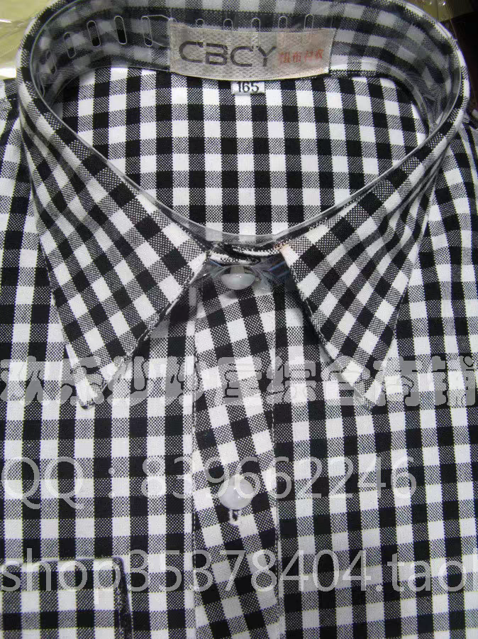 吸汗防晒长袖黑白格子女士衬衣