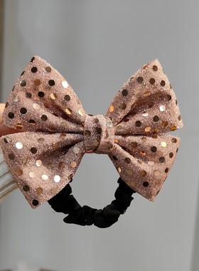 扎头发绳女高级感新年红色灰色秋冬头饰大蝴蝶结橡皮筋绑马尾发圈