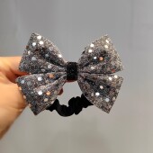 扎头发绳女ins风银灰色高弹力绑马尾胶圈高级感大蝴蝶结发圈发饰