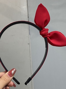 新年红色发箍女兔耳朵发卡有齿防滑可爱卖萌压发刘海发夹发窟头箍