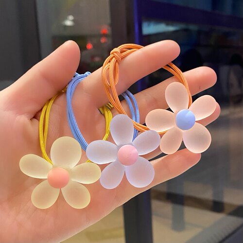 发绳橡皮筋小女孩磨砂花朵头绳