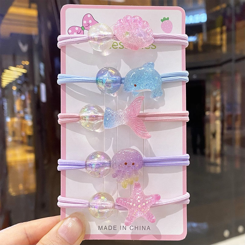 扎头发绳女儿童小学生绑高马尾可爱高弹力橡皮筋海洋贝壳海星发圈