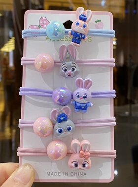 可爱发圈女儿童疯狂动物城朱迪发饰扎马尾胶圈皮套高弹力发绳头绳