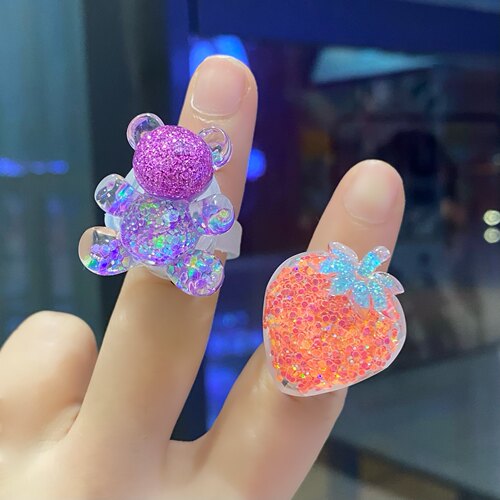 戒指闪光亮灯小女孩指环卡通可爱