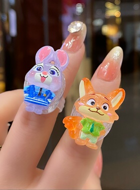 带灯塑料戒指女宝儿童玩具动物城