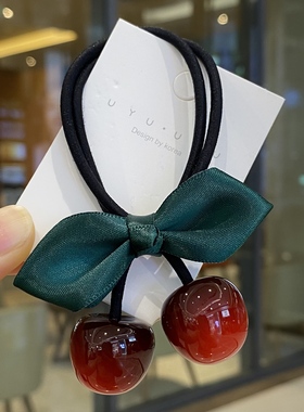 扎头发绳红色樱桃橡皮筋日韩可爱彩色发饰儿童少女皮套弹力好发圈