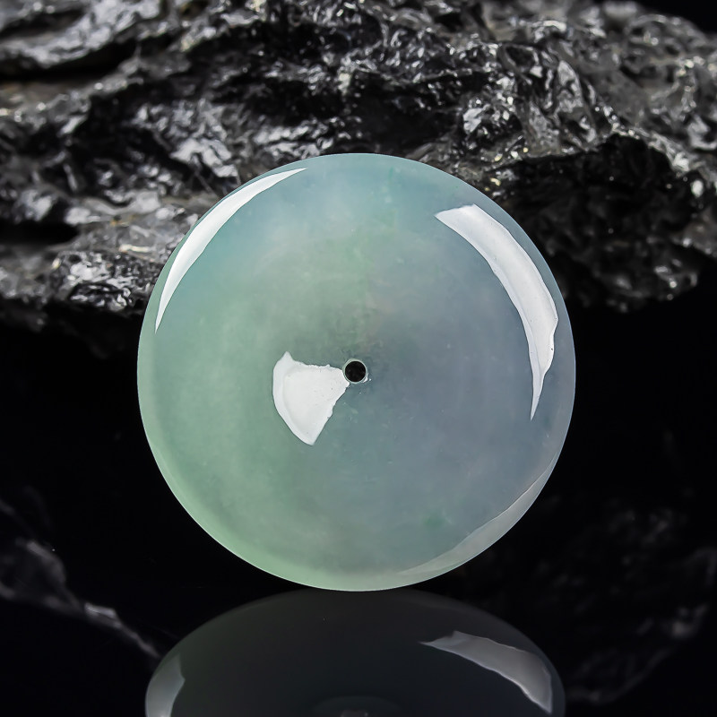 缅甸翡翠吊坠冰润春带彩平安扣挂件天然A货男女款怀古扣