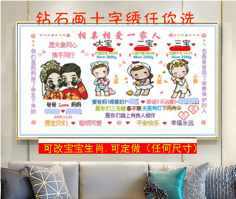 全家福宝宝出生证明全家福十字绣
